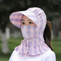 선풍기달린모자 마스크모자 여름 여성용 선캡 햇빛차단 페이스 목 커버, 보라 선풍기X
