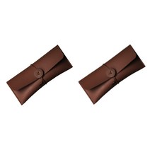 롤시 클래식 가죽 필통 파우치 펜케이스 2개 세트, 코코아