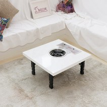 가정용 부탄가스 미니 고기 찌개 불판 접이식 버너 식탁 테이블, 마블화이트