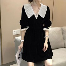 드레스 여성 슬림 블랙 플랫카라 원피스