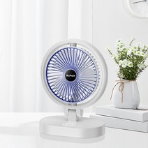 Zeresi 캠핑 휴대용 무선 미니 선풍기 접이식 탁상용 무소음탁상용 무드등, 화이트 블루