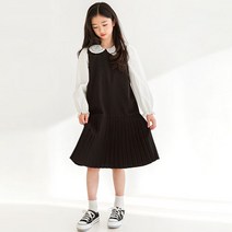 모아 여아 아동 주니어 레이어드 주름 원피스