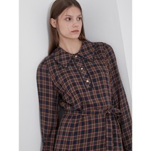 올리비아로렌 네크라인과밑단에 프릴 포인트 캐주얼한 체크 원피스 VOCOAYF7351