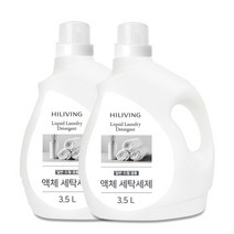 하이리빙 액체 세탁세제(일반 드럼 겸용) - 덴마크 효소가 미세먼지까지 말끔한 세탁을 도와주고 식물유래 계면활성제를 사용하여 피부과 자연에 안심, 하이리빙 액체세탁세제(일반,드럼겸용) 3.5L*2개