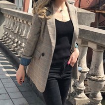 헤이슈 롤업 포인트 여성 체크 자켓