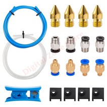 3d 프린터 키트-ptfe 튜브 pc4-m6 pc4-m10 공압 피팅 mk8 히터 블록 실리콘 커버 ender 3 cr-10용 0.4mm 노즐