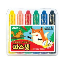 아모스]파스넷 크레파스, 6색+제티형광펜랜덤1개증정
