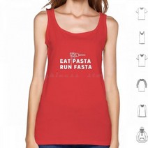 마라톤 싱글렛 Funny Running Eat Pasta Run Fasta Tank Tops Vest Sleeveless Track Jogging Racing Marathon Cr, L, W-Tank-Red