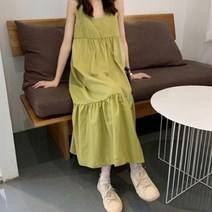 [SH] 체형커버 스퀘어넥 민소매 휴가지룩 캉캉 롱 원피스( SH02 / 90000EA )