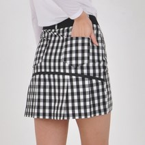 BMU UF-78 뒷 부분 주름 플리츠 흑백 사각 체크 테니스 볼링 랩 스커트 골프치마 큐롯치마 캐쥬얼치마 단체복 빅사이즈 여성골프웨어