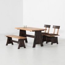 양성국갤러리 아사히 원목 4인 식탁세트 1200 테이블 벤치 의자, 테이블1200+벤치1000+회전의자2ea