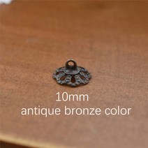 비즈공예 원석 50pieces 8.5mm 9mm 10mm 꽃 비즈 캡 펜던트 커넥터 쥬얼리 액세서리 DIY 재료 수제 보석 결, 03 10mm lace bronze