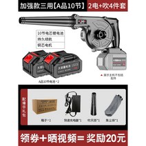 무선 충전식 송풍기 고압 전기 세차 낙엽 소형 터보 브로아 블로워 전동 산업용, 터보형 배터리 2개