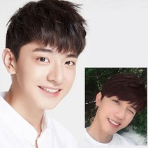 남자 앞머리 인모 부분가발 엠자커버 머리숱보충 붙임머리 네츄럴블랙 다크브라운 똑딱이 쉬운탈부착, onesize