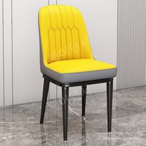 북유럽 식당 카페 의자 모던 심플 호텔 홈 레스토랑 등받이 의자, 옐로우페이스+그레이백+블랙스프레이레그[미끄럼방