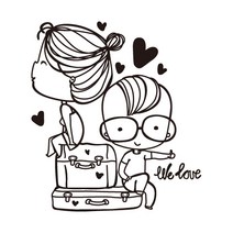 캠핑 커플 카라반 스티커 캠핑카 꾸미기, L, 검정