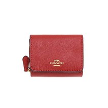코치 COACH 반지갑 F3796837968 1941 레드 크로스그레인 가죽 스몰 트라이폴드 월렛 여성 아울렛 품 명품