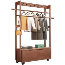 행거서랍장 원목 드레스룸 옷걸이 트롤리 철재 코너, 흰색 85CM