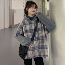 위위브렌 여성용 추동 스플라이스 체크 데일리 후드티