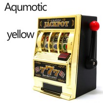 Aqumotic 13.5cm 슬롯 머신 돈 금고 플레이 게임 동전 돼지 저금통 재미있는 장난감 음악 없음 조명 럭키 머신 파티 도구 현금 금고 게임용 게임기 저금통 돼지 저금통, 노랑색