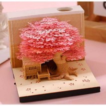 3D 메모장 벛꽃나무 입체 신기한 메모패드 아이템, 그린