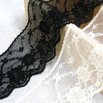 견고한짜임의 수입라셀코튼레이스원단 모닝가든 2종, 블랙