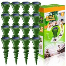 Qualirey 두더지 퇴치 나사 태양열 초음파 그라운드호그 퇴치기 두더지 억제 스파이크 뱀 들쥐 고퍼 아르마딜로 퇴치 그라운드호그 억제 진동 말뚝 잔디 정원 마당용 (16팩)