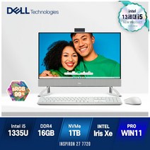 DELL 인스피론 7720 사무용 일체형pc 27형, Windows 11 pro, 메모리 16GB + SSD 1TB, 13세대 i5-1335U