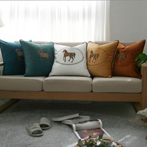 [굿로운]로얄 포니 리얼자수 쿠션 (5컬러) 50x50cm 사이즈 럭셔리 호텔 거실 인테리어 먼지없는 쿠션커버 5컬러, 4)오션50x50cm