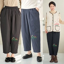 [엄마옷 로즈맘] 폭닥꽃자수패딩솜바지/누빔 솜 패딩 밴딩바지 배기 누비팬츠 엄마바지 아줌마
