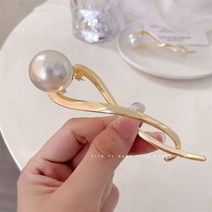 메탈 나비 진주 머리핀 헤어핀 큰 발톱 패션 달콤한 포니테일 클립 바레트 헤어그립 모자 액세서리, [01] Gold