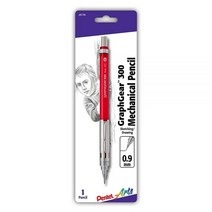 Pentel Arts GraphGear 300 샤프 (0.9mm) 두꺼운 선 1팩 레드 배럴, 0.3mm, Pencil