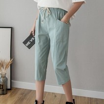 여성 7부 바지 코튼린넨 여름 여자 면 바지 밴딩 팬츠, 쿠팡 그레이프마켓 본상품선택