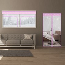 한일 방풍비닐 외풍차단 창문 현관 바람막이, 핑크 창문용 300x120cm