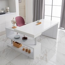 힐링가구 판도라 아일랜드 홈바 오픈 수납 식탁 테이블 ver2, 화이트