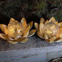 LED 태양열정원등 이케아 태양열 조명 에너지 연꽃 빛 방수 균열 유리 공 꽃 램프 정원 장식 야외 잔디, CHINA