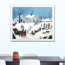 나봄갤러리 그랜마 모지스 칠면조 잡기 ll 풍경화 일러스트 명화, 2.심플 화이트 액자