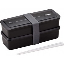 써모스 도시락 2단 프레시 런치 박스 980ml 블랙 DJS-980W BK, 1