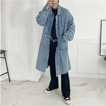 [라핏] 남자 하이퀄 과망 탈색 데님 롱 야상