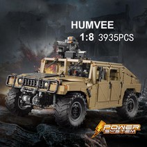 기술 군사 HMMWV 빌딩 블록 18 스케일 4x4 허머 험비 2.4Ghz 라디오 원격 제어 차량 스팀 RC 완구 장난감, [01] NO POWER