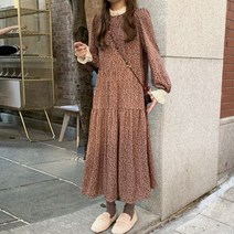 SAMARA 레이스 프릴 꽃무늬 쉬폰 롱 맥시 원피스