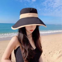 더블 리본 리조트용 자외선 차단용 비치캡입니다