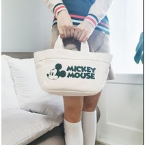 [리오더입고] 마크그린 여성골프토트백 파우치 카트백 디즈니 트라페즈 미키마우스 캔버스 손가방, 브라운