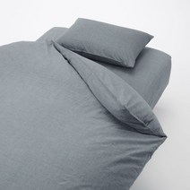 무인양품 MUJI 워싱면 이불 커버 (하부버튼타입) A9A4075, 네이비