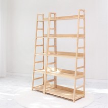 벤트리 원목 5단 사다리 수납선반 2size (2color), 내추럴 색상