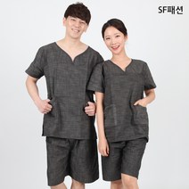 투포켓 그레이 상하세트 마사지복 피부과가운 찜질복, 그레이_L(SY06), 1개