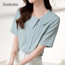 나바바 NB856 여성 심플 베이직 카라 블라우스
