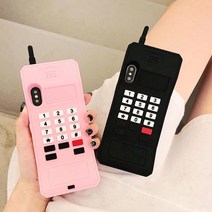 아이폰 xr xs max se2 8 7 귀여운 복고 레트로 전화기 디자인 특이한 커플 실리콘 핸드폰 케이스