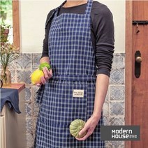 [모던하우스 창원점]순면 선염 앞치마 네이비 체크_EM0522021