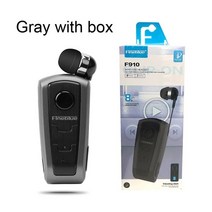 블루투스이어폰 무선이어폰 100% 오리지널 Fineblue F910 무선 블루투스 V4.0 헤드셋 인이어 진동 경고 착용 클립 스마트폰용 핸즈프리 이어폰, [07] Gray with box